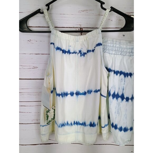 Tie-Dye White & Blue Sleeveless Top And Elastic Waist Shorts Set Girls Size 8 - Picture 5 of 10